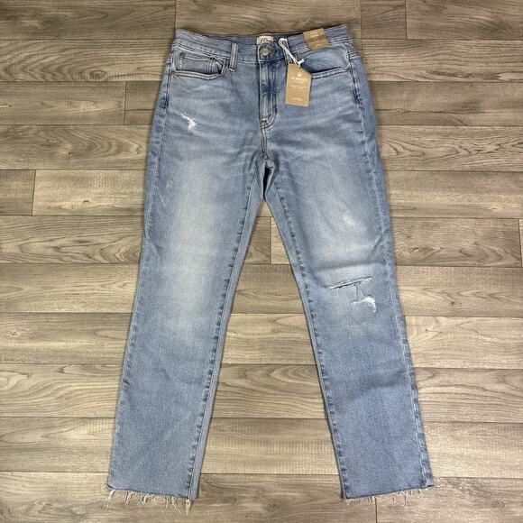 J. Crew Slim Boyfriend Jean Distressed Frayed Hem Light Wash Jeans sz 27 - Picture 2 of 9